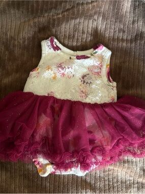 Baby Starters Pink and White Lace Floral Romper